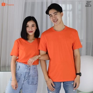 Expogarment เสื้อยืด คอกลม คอวี คอตตอน100% สีพื้น(ส้ม บานเย็น ม่วง เขียว) ไม่มีตะเข็บข้าง ไซส์S-2XL หดเกิน3%คืนเงิน
