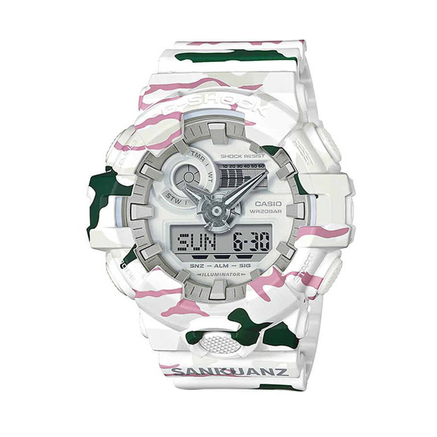 Casio G-Shock นาฬิกาข้อมือผู้ชาย สายเรซิ่น รุ่น GA-700SKZ-7A x SANKUANZ LIMITED EDITION - สีขาว