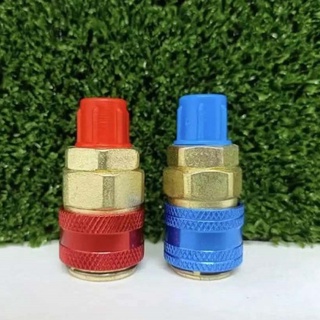 คอปเปอร์ เติมน้ำยาแอร์ R134a แพคคู่ (สีน้ำเงิน+สีแดง) AC Coupler R-134A ชุดคอปเปอร์ คอปเปอร์แอร์