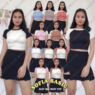 คุณผู้หญิง ® | Sofia BASIC KNIT RIB CROP TOP - เสื้อยืด CROP TOP สไตล์เกาหลี