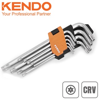 KENDO 20741 ประแจท๊อกซ์หกเหลี่ยม ตัวแอล ขาวสั้น 9 ตัวชุด ขนาด T10,T15,T20,T25,T27,T30,T40,T45,T50