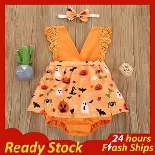 ชุดเดรส Romper การ์ตูนฟักทองสีส้มสําหรับเด็กผู้หญิง 1 ปี