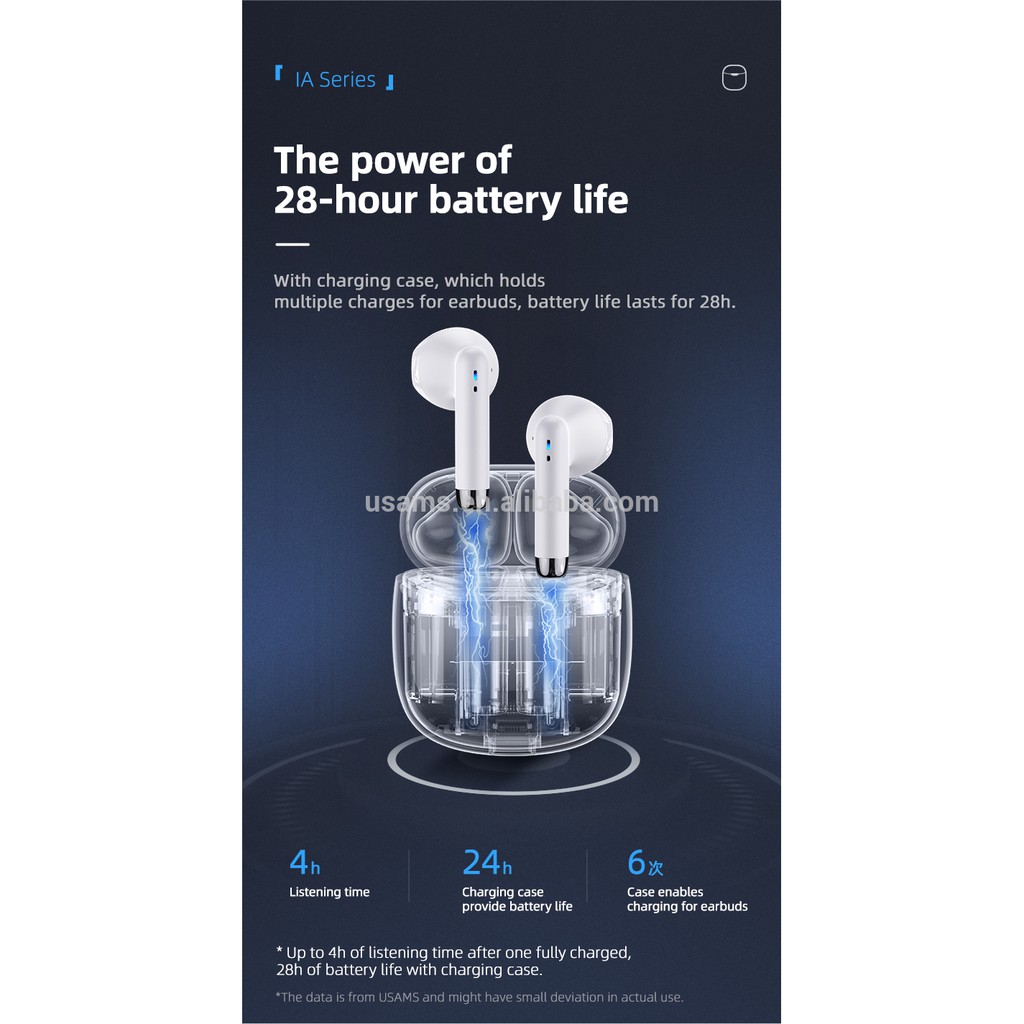USAMS-IA04 TWS EARBUDS หูฟังไร้สายบลูทูธ 5.0 ใช้งานง่ายทั้งการโทรและฟัง ...