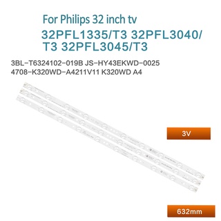 แถบไฟแบ็คไลท์ led สําหรับ Philips 32PFL1335 T3 32PFL5040 T3 4708-K320WD-A4211V11 V01 3 ชิ้น ต่อชุด