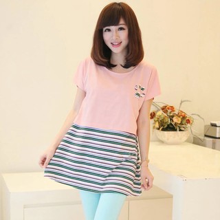 Momcloth LWD149 เสื้อคลุมท้อง ให้นม แยกชิ้นทรงยาว สีชมพู