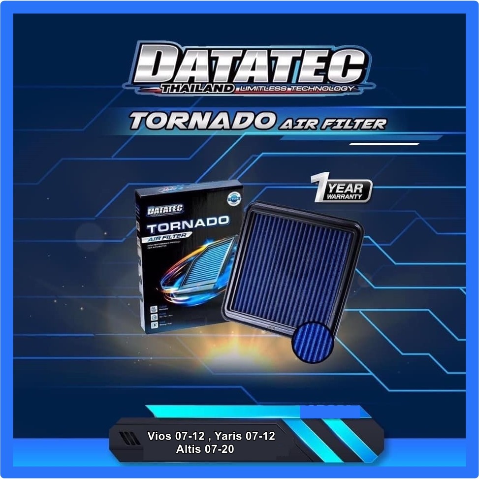 กรองอากาศผ้า Datatec Tornado รุ่น Vios 07-12,Yaris 07-12,Altis 07-20 แผ่นกรองอากาศ ไส้กรองอากาศ กรองอากาศรถยนต์ สามารถล้
