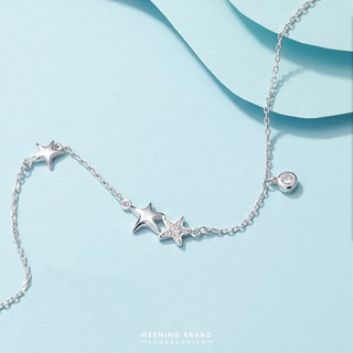 MeeningBrand ❥ สร้อยข้อมือเงิน TWO STARS DIAMOND [01-0058]