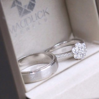 Madduckjewels แหวนเงินแท้ เพชร CZ ชุบโรเดียม RG1718WGR-RG1913