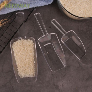 NEEDWAY 3 pcs/set Scoops Transparent Kitchen Measuring Tool Shovel With Handle Bar Supplies Household For Sugar,Cereal Plastic Pet Food Scoop Ice Scoop