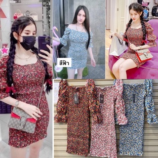 🔥Weloveshop🔥 เดรสสม็อค 💓💓งานป้าย ลายดอกน่ารัก💓💓ใส่แล้วแอบเซ็กซี่หน่อยๆ งานนิ่มใส่สบายมากกๆ มีปลายทาง