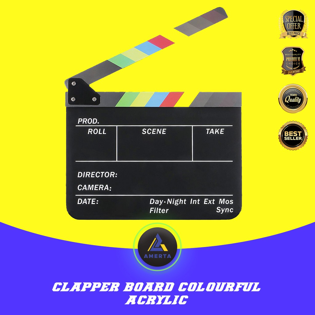 Professional Clapper Board Cinema / Movie Slate / Acrylic Dry Erase Director - สีขาว