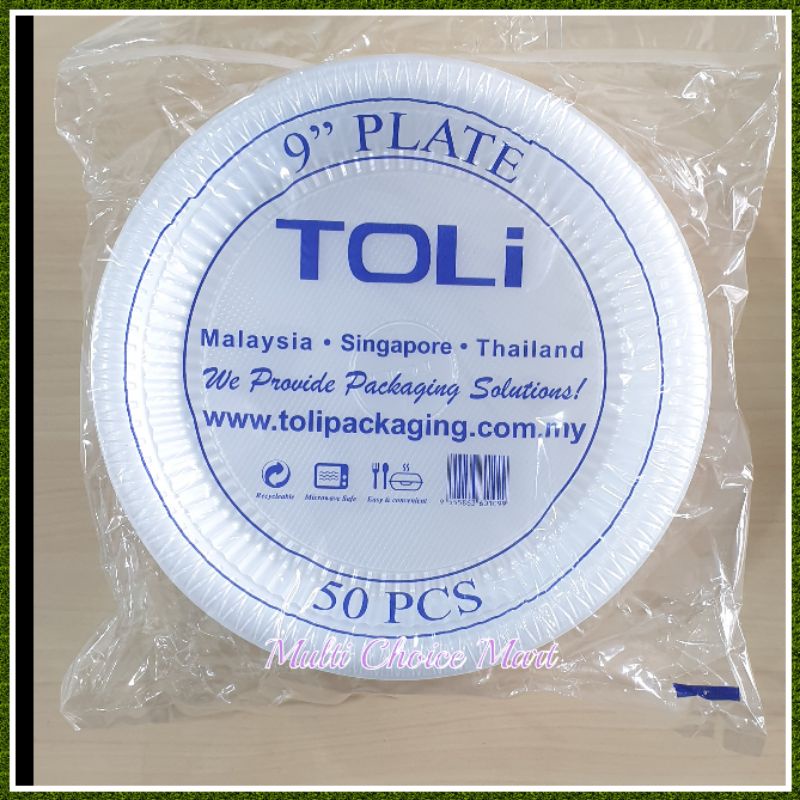 TOLI PP Plate 7 / 9 / 10 นิ้ว / Pinggan Plastik Pai Buang / Pinggan Transparent / Plastic Plate / TA
