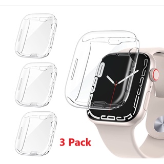 [3 แพ็ค] เคสใส แบบนิ่ม TPU HD บางพิเศษ 45 มม. สําหรับ Apple Watch Series 7 45 มม. iWatch