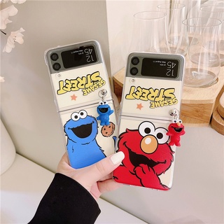 เคสโทรศัพท์มือถือ PC แข็ง แบบใส กันกระแทก ลาย Sesame Street สําหรับ Samsung Galaxy Z Flip 4 5G Z Flip 3