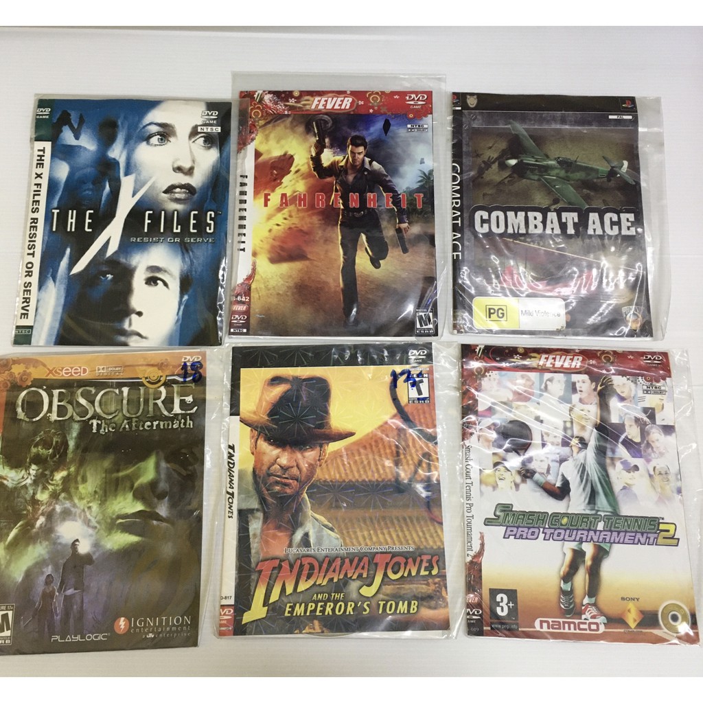 🎮 แผ่นเกมส์ PS2 - tennis2-combat ACE-indiana jones-indiana jones-OBSCURE-the X files แผ่นปั้ม✅✅
