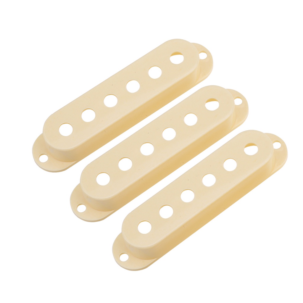 Musiclily Pro Plastic Guitar Single Coil Pickup Covers for USA/Mexico Strat, Cream (ชุด 3 ชิ้น)