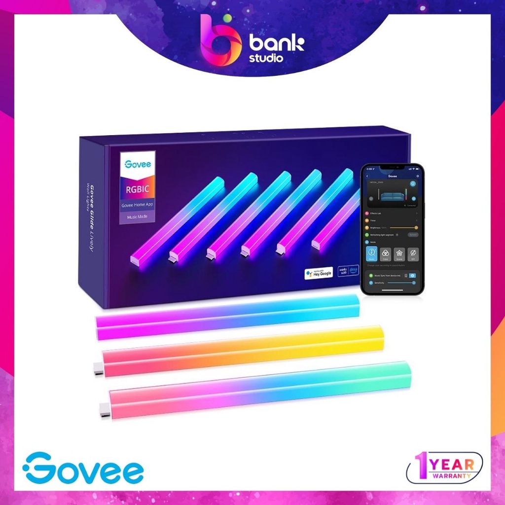 (ประกัน 1ปี) Govee Glide Lively RGBIC Wi-Fi & Bluetooth Wall Lights