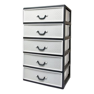 🔥The Best!! เอโร่ ตู้ลิ้นชัก 5 ชั้น ลายหวาย รุ่น 1078M5 Drawer 5 Tiers #1078M5