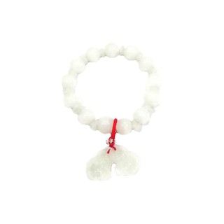 TANITTgems กำไลข้อมือหินหยกขาวประดับจี้พระสังกัจจายน์ - สีขาว