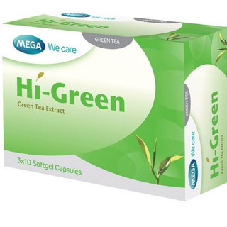 Mega We Care Hi Green 30 แคปซูล ชาเขียวสกัดเพื่อรูปร่างและสุขภาพที่ดี หมดอายุ พ.ค.2023