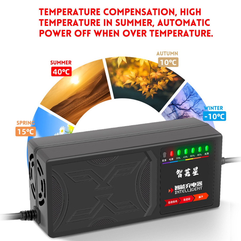 48V 20AH/60V 20AH/72V 20AH 7-Light Electric Vehicle Battery Charger Adapter