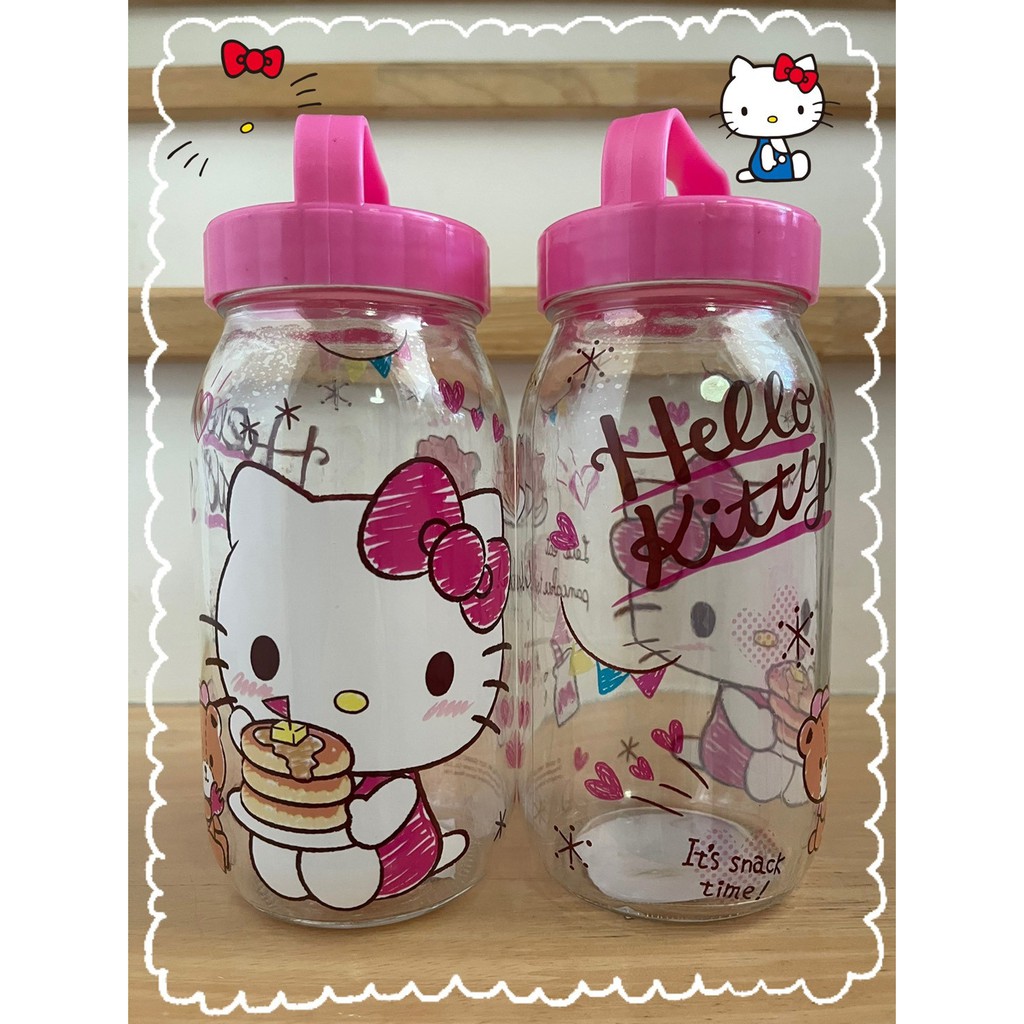 ขวดแก้วมี 2 ลาย คิตตี้,โดเรม่อน ราคาใบละ