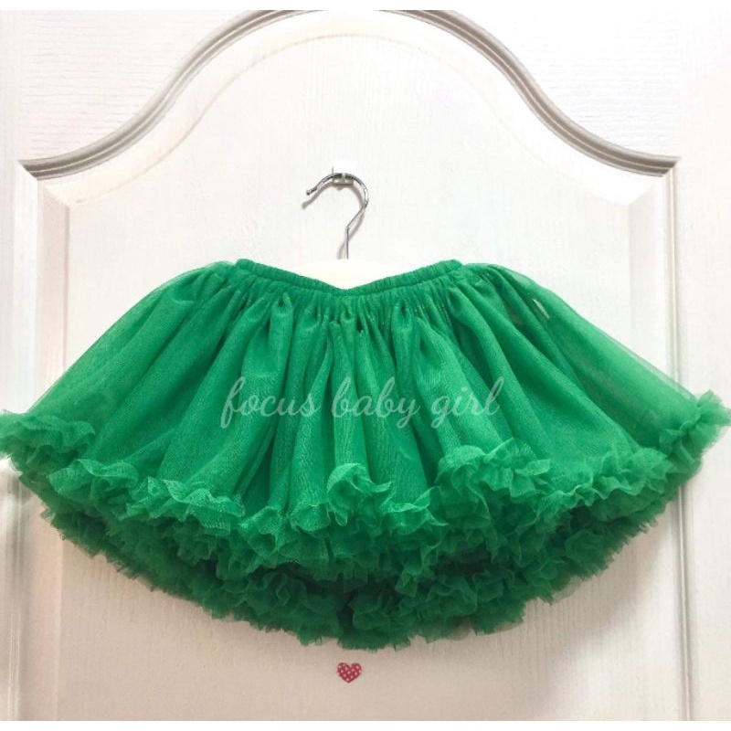 🌈💚พร้อมส่ง💚🌈กระโปรงtutu แบบชายฟูฟูสีเขียว มีซับใน💯
