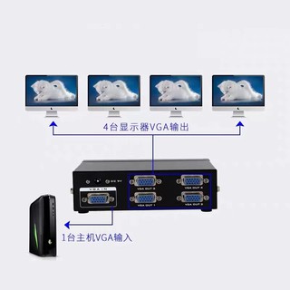 VGA Video Splitter - 1 in to 4 Out - 1 PC to 4 Monitors 1x4