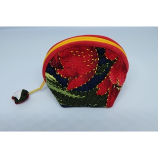 Handmade:: กระเป๋าใส่เหรียญ บุผ้า มีซิบ มีก้นกระเป๋า
