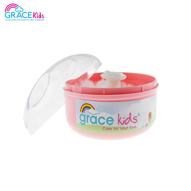 Grace Kids ตลับแป้งเด็ก พร้อมพัฟนุ่ม | กระปุกแป้งฝุ่นเด็ก พกพาง่าย | สีฟ้า / สีชมพู - รูปที่ 2