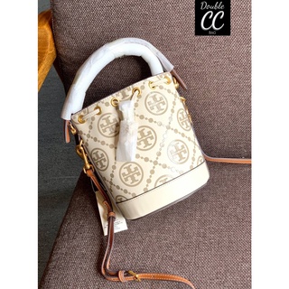 (แท้ 💯%‼ Factory ไม่ใช่งานออก Shop) TO RY BURCH T MONOGRAM EMBOSSED MINI BUCKET BAG 88178