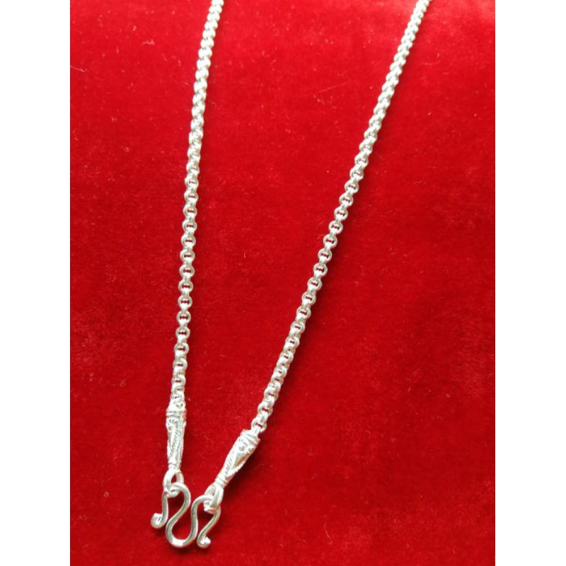 สร้อยคอเงินแท้​ ลายห่วงคู่​ขนาด 1 บาท( หัวจรวด)​