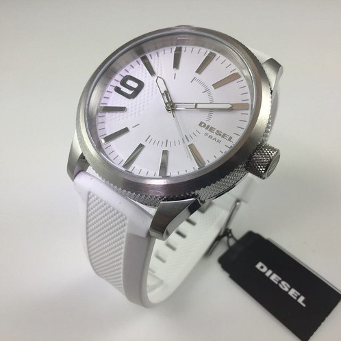 (ผ่อน0%)10เดือน นาฬิกา Diesel Men's DZ1805 Rasp Stainless Steel White Silicone Watch ของแท้จาก USA