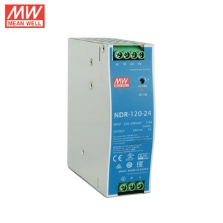 MEAN WELL NDR-120-24 DIN Rail power supply 24V 5A 120W รับประกัน 3 ปี ออกใบกำกับภาษีได้