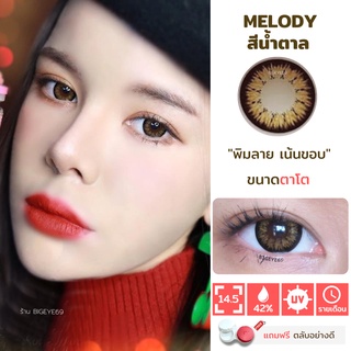 ไม่แถมตลับ Melody Brown (ตาโต) คอนแทคเลนส์ Wink