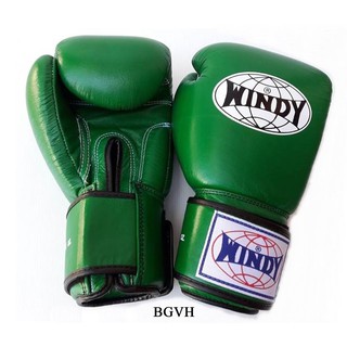 Windy Boxing Gloves BGVH Green 8,10.12,14,16 oz.นวมซ้อม เขียวแก่ วินดี้สปอร์ต เมจิคเทป หนังแท้จากโรงงาน ผลิตในประเทศไทย