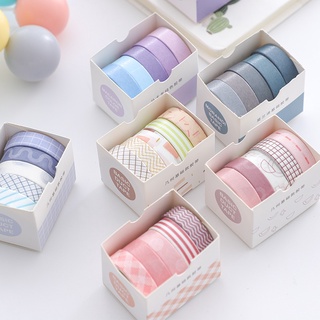 5ม้วน/กล่องสร้างสรรค์สีทึบ Washi เทปน่ารักกระดาษกาวไดอารี่สมุด DIY ตกแต่ง Washi เทปอุปกรณ์เครื่องเขียน