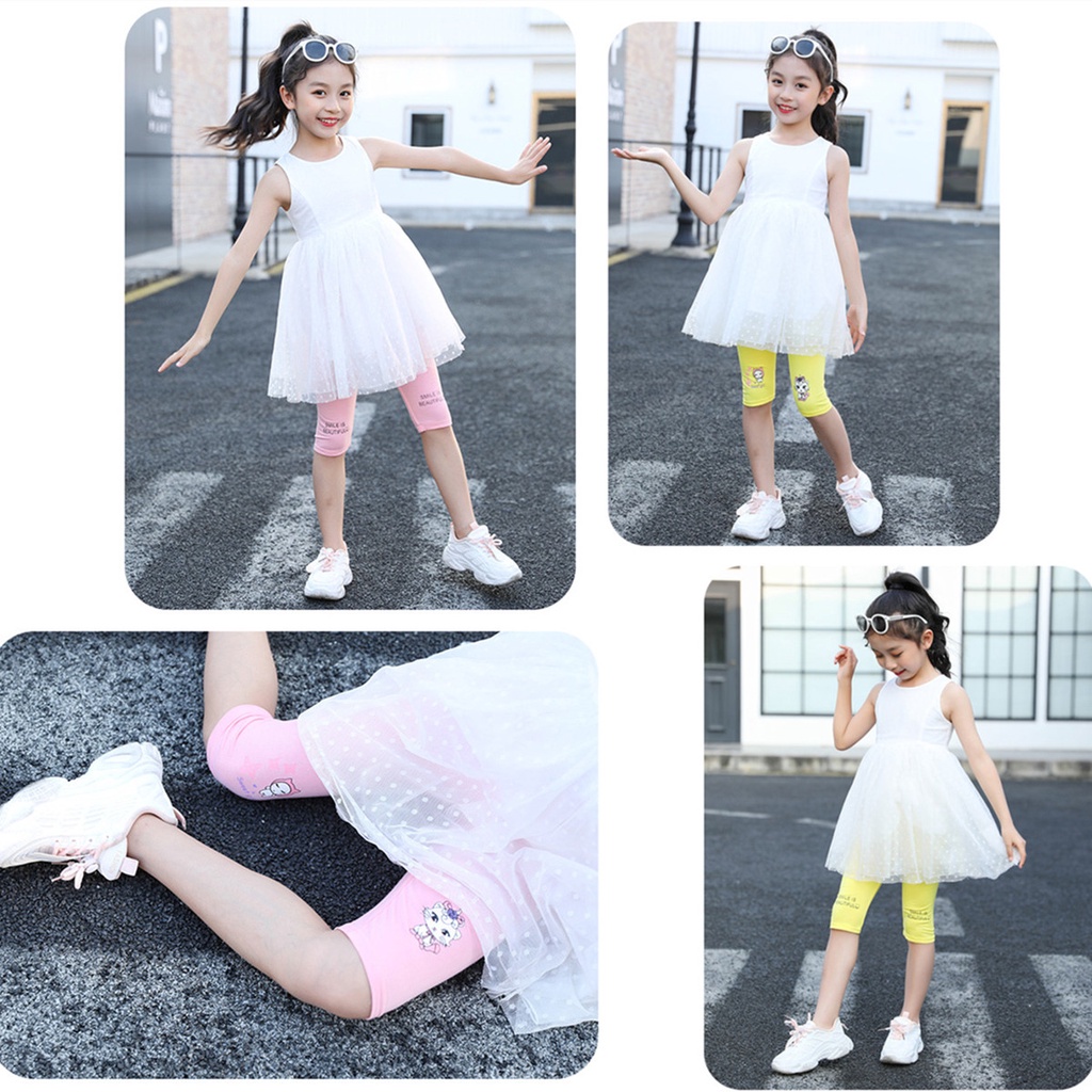 LFKids Cropped Leggings 100-160 ซม. Modal Girls กางเกงขาสั้นรัดรูปสําหรับฤดูร้อน - รูปที่ 3