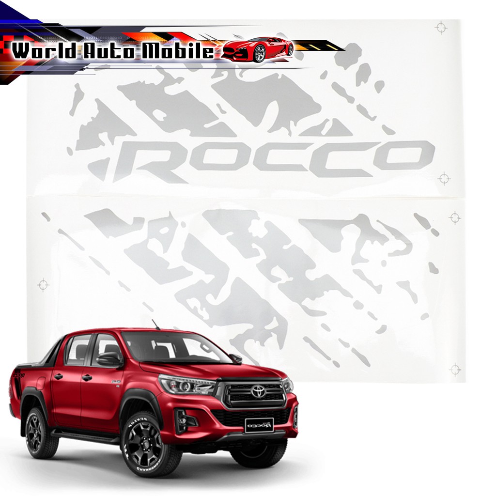 สติ๊กเกอร์ ติดฝากระบะท้าย สีบอร์น "ROCCO" Toyota  Hilux Revo Rocco 4x2 4x4 ปี 2019 - 2020