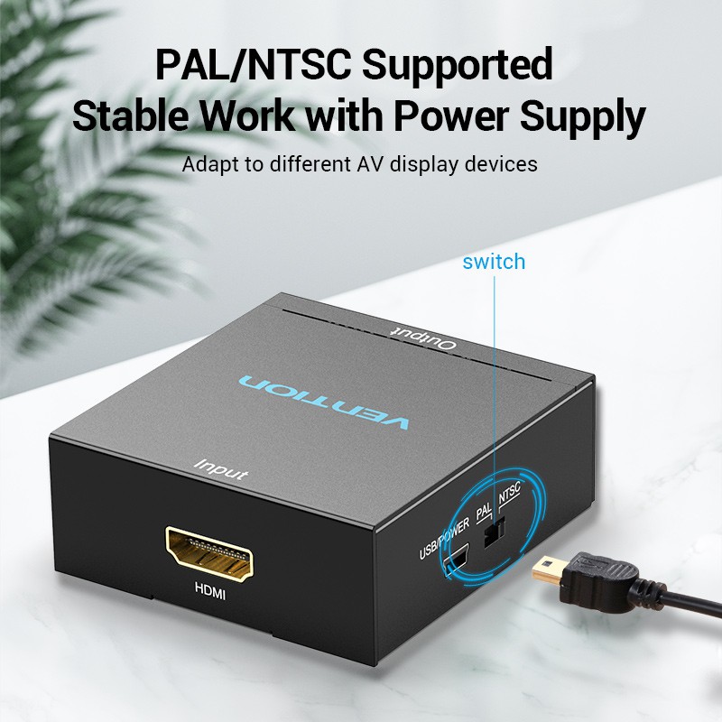 Vention HDMI to AV Converter 1080p  HDMI1.3  DC5V/1A สําหรับ แล็ปท็อป HDTV TV  Laptop TVbox AEE/AEF