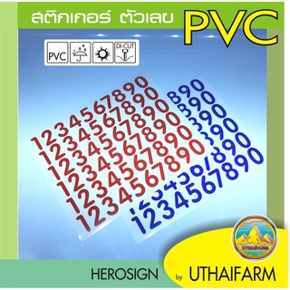 สติกเกอร์ ตัวเลข 0-9 ขนาดสูง 3 ซม. (12ชุดตัวเลข ใน2 แผ่น) แบบตัวเลข โค้งมน