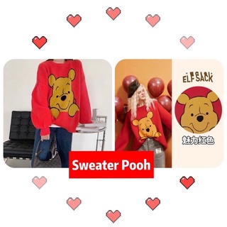 Sweater Winnie the Pooh สีแดง