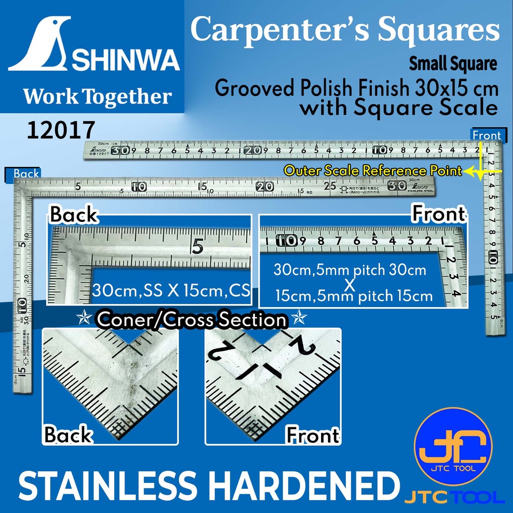 Shinwa ฉากทั่วไปขนาดเล็ก สำหรับวัดงานทั่วไป - Carpenter's Small Square