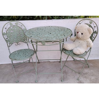 สEuropean-Style Iron Love Leaf Table and Chair Simple Leisure Balcony Outdoor Courtyard Three-Piece Set Combination