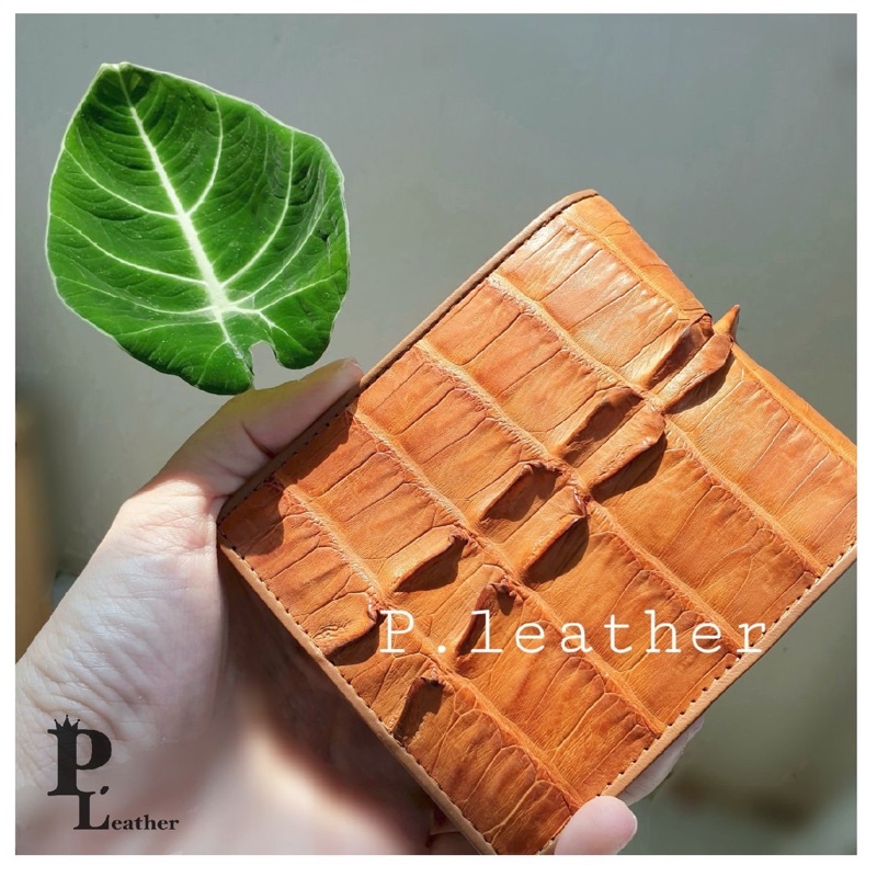 P.Leather💎พร้อมส่ง 🚚 กระเป๋าสตางค์หนังจระเข้ กระดูกหลัง  กระเป๋าสตางค์ หนังแท้ รับประกัน