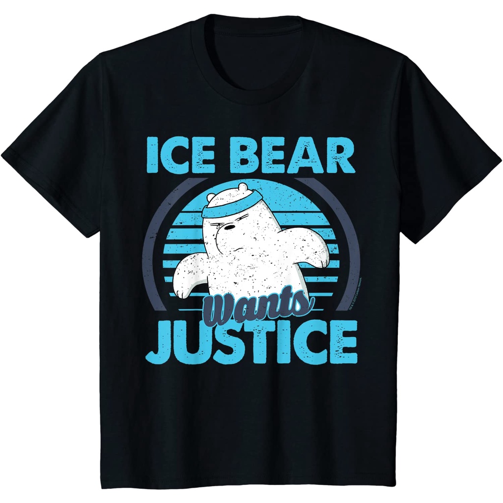 เสื้อยืดผ้าฝ้ายพรีเมี่ยม เสื้อยืด พิมพ์ลาย We Bare Bears Ice Bear Wants Justice
