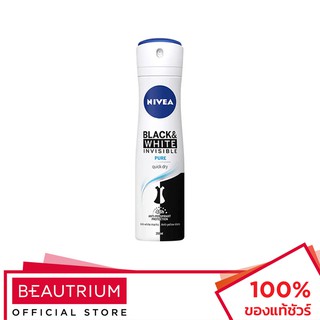 NIVEA Invisible Black &amp; White Pure Deodorant Spray โรลออนระงับกลิ่นกาย 150ml