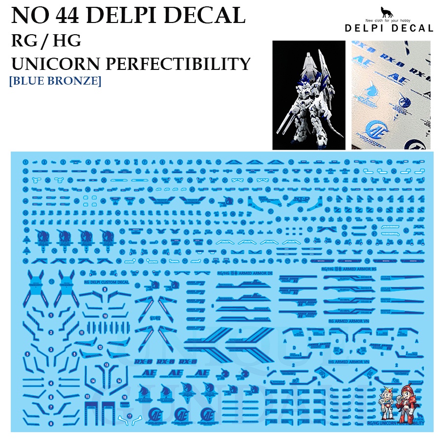 ดีคอลน้ำ [DELPI] 44 RG HG 1/144 UNICORN PERFECTIBILITY GUNDAM (BRONZING BLUE) RG HG 1/144 Water Decal