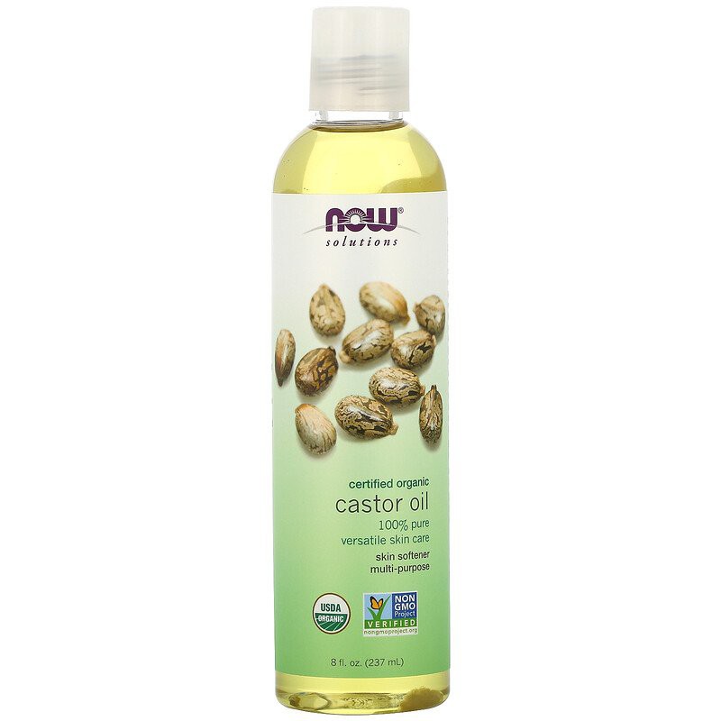 Now Foods® 100% Solutions, Certified Organic Castor Oil 237 mL น้ำมันละหุ่งออแกนิคบริสุทธิ์