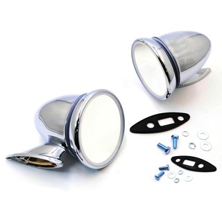 กระจกมองข้าง 4" ชุบเงินทรงจรวด BMW 1500 1600 1602 1800 2000 02 Series Fiat Spider 124 Dino ปี 1962-1985 ของใหม่ คุณภาพดี
